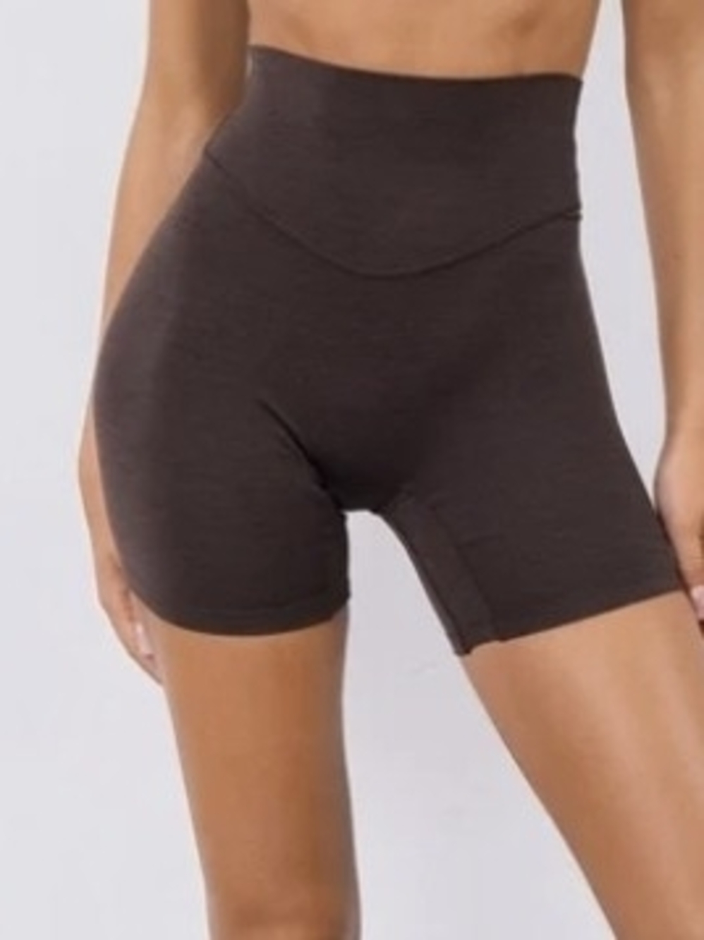 Vitality Daydream High-Waist 4" Seamless V-seam Chocolate Heather Shorts Sz S - Picture 2 of 8